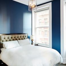 Blue Traditional Bedroom With Tufted Headboard
