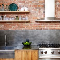 Contemporary Kitchen With Steel Backsplash