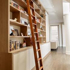 Built-In Bookshelf With Ladder