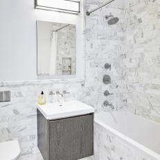 Gray and White Single Vanity Bathroom
