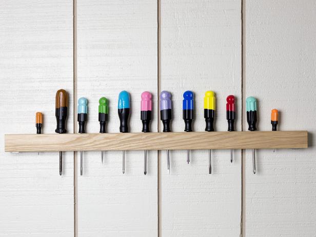 Make your own wall mounted screwdriver rack