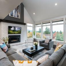 vaulted ceiling living room