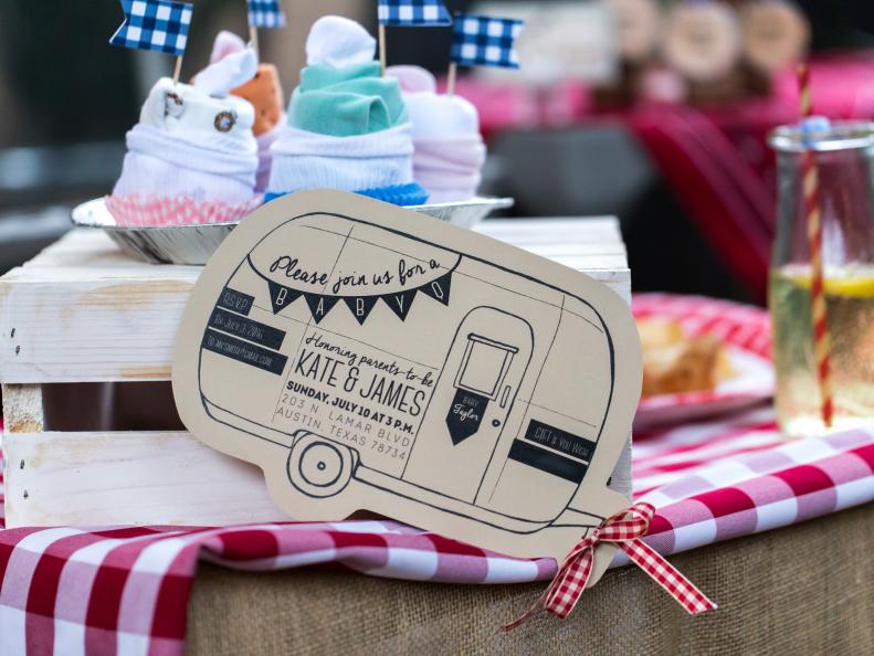 Guests got their first glimpse of the fun motif with this adorable invite, designed and cut to mimic the classic vehicle. The invitation provided all the necessary information while giving everyone an idea of the laid-back fun to come. Lukomski opted for simple cardstock to convey the casual vibe. A sweet gingham bow adds a bit of color and dimension. Click here to download the invite design.