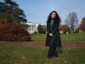 As seen on HGTV's White House Christmas 2016, host Egypt Sherrod, stands on the South Lawn of the White House. “The Gift of the Holidays,” reflects on not only the joy of giving and receiving, but also the true gifts of life, such as service, friends and family, education, and good health, as we celebrate the holiday season.
