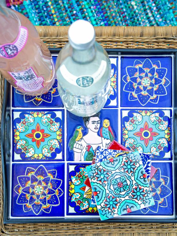 Large Mexican Hand-Painted Water Carafe