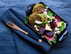 A vibrant spin on a Middle Eastern classic, this falafel salad is reimagined with fresh herbs and pickled vegetables that make it a unique yet light meal perfect for any afternoon get together.