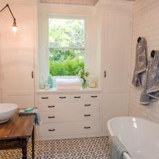Subway Tile and Modern Hardware in Bathroom