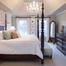 Transitional Bedroom With Chandelier