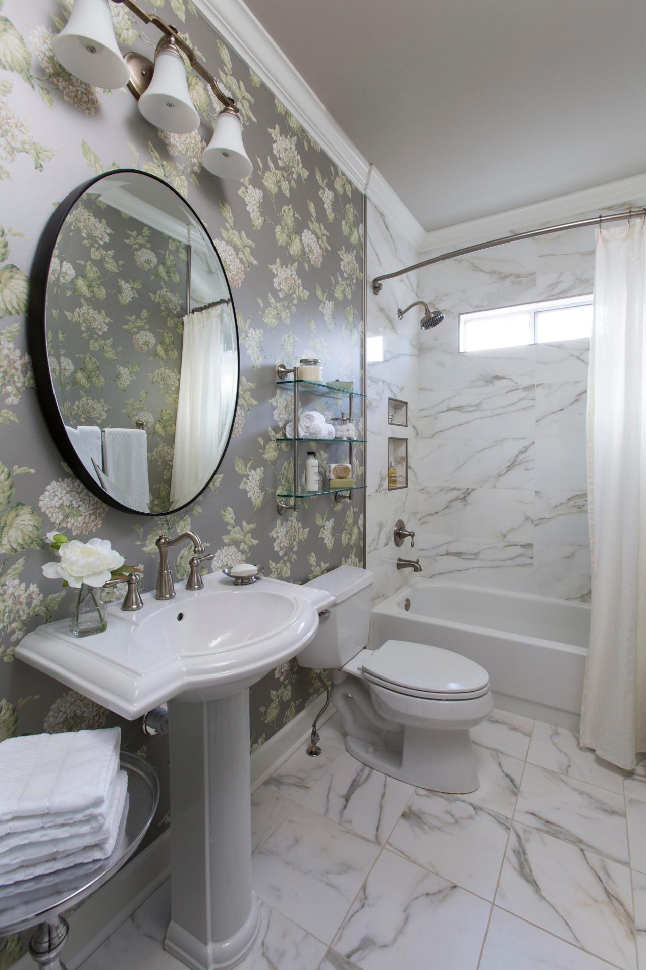  Bathroom  With Floral  Wallpaper  HGTV