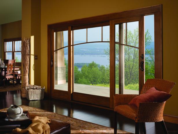Wood sliding top glass doors