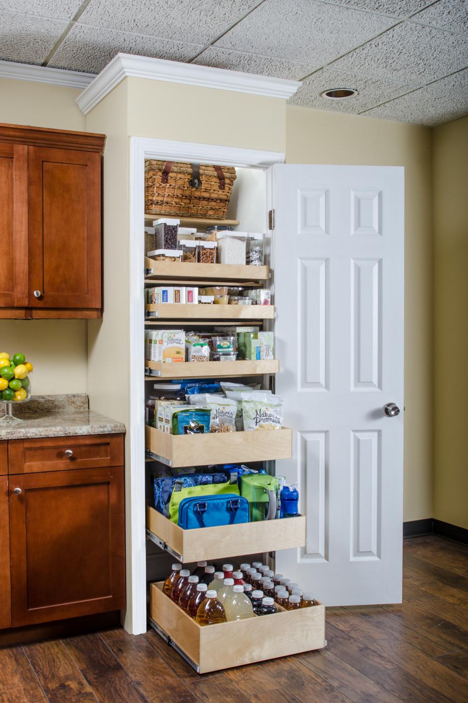 Small Pantry With Pull-Out Shelves | HGTV