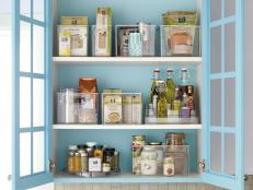 Clear Bins Keep Items Visible in Pantry