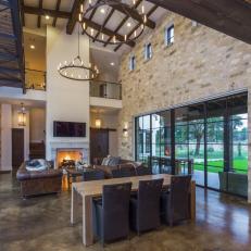 Rustic Contemporary Living and Dining Room