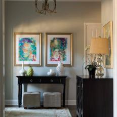 Traditional Foyer Area with Colorful Art