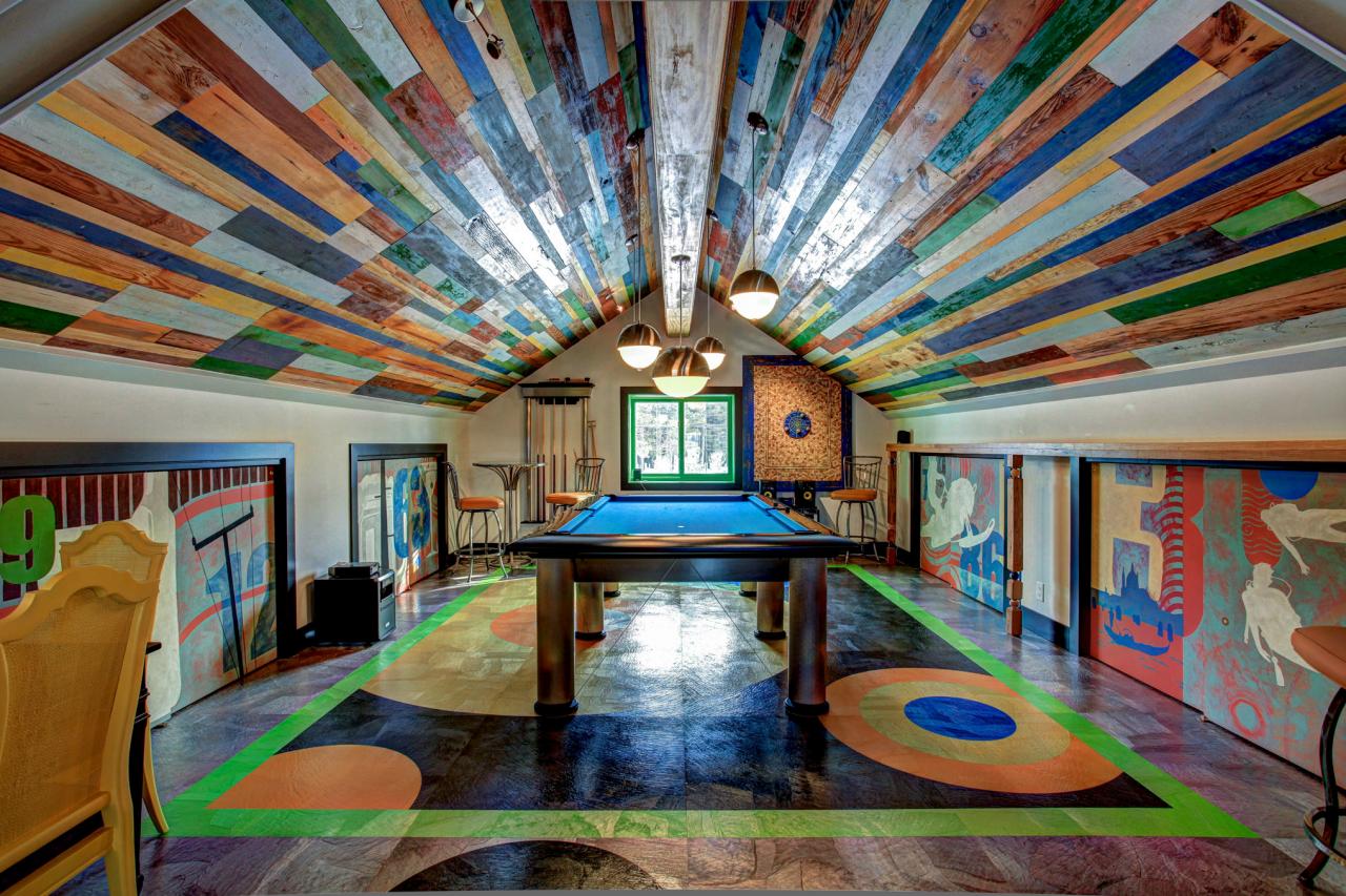 Colorful Garage Converted Into Billiards Room Hgtv