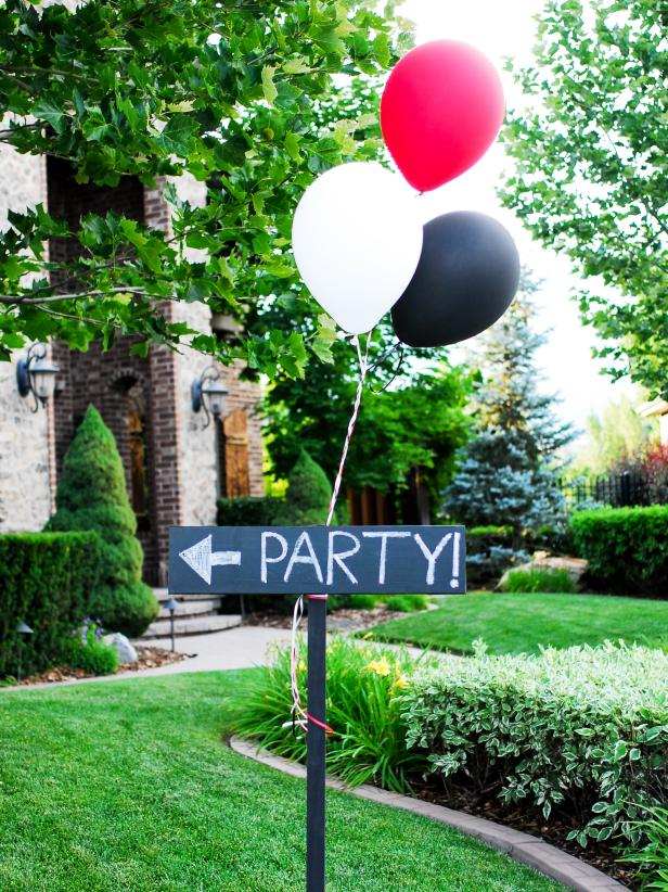 Party Balloons and Sign