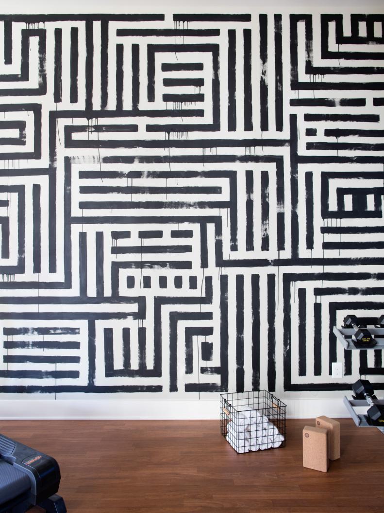 HGTV Smart Home 2016 Graphic Mural in Exercise Room