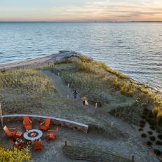 Overhead View of Beachside Sitting Area With Fire Pit