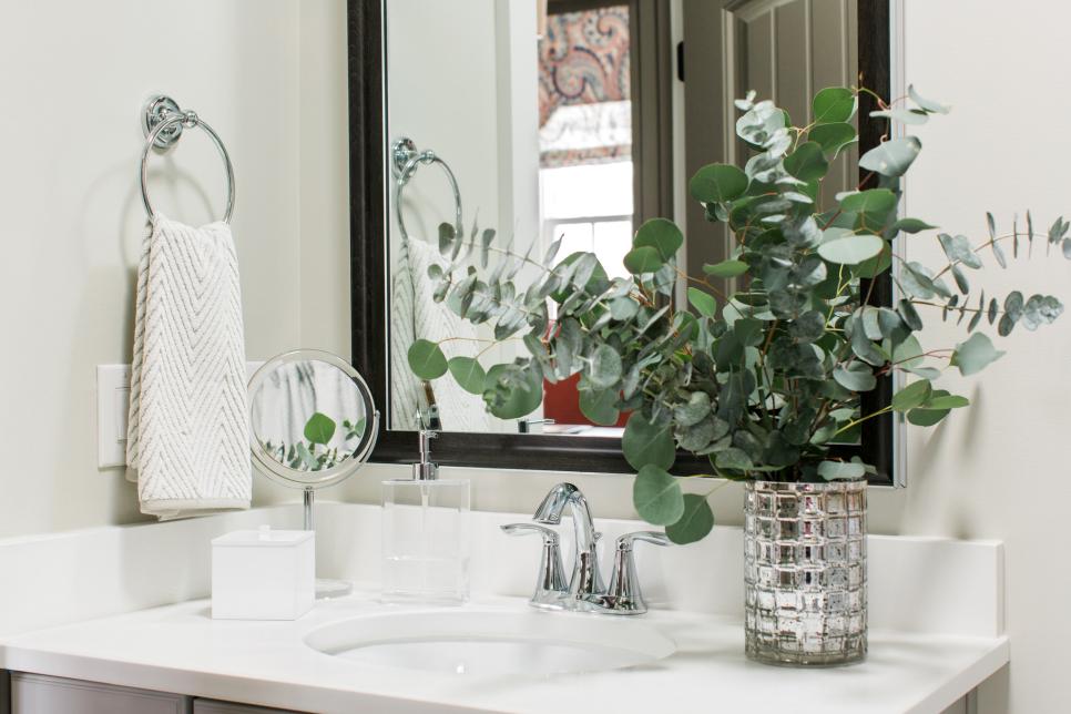 HGTV Smart Home 2016 Hall Bathroom's Dove Gray Vanity