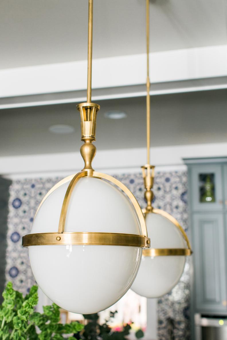 Smart Home 2016 Antique Brass and Glass Orb Pendant Lights