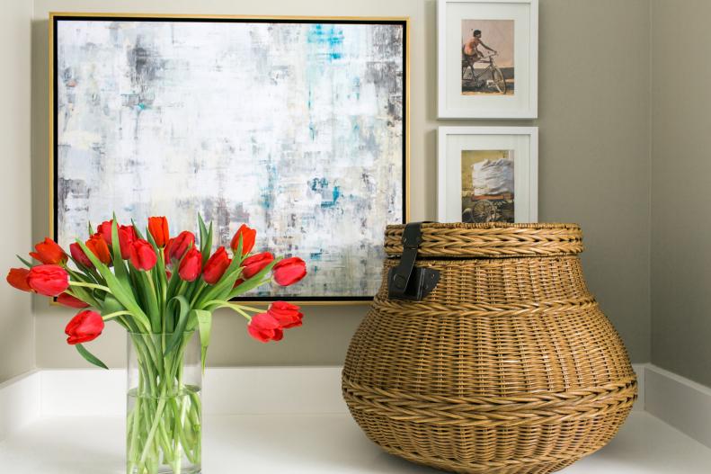 Smart Home 2016 Framed Flowers, Artwork and Basket in Laundry Room