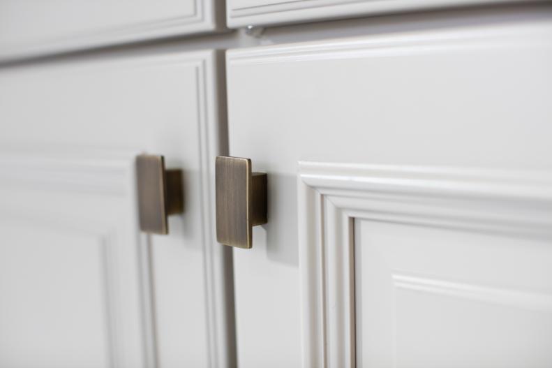 HGTV Smart Home 2016 Vintage Style Brass Pulls on Cabinet Doors