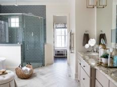 HGTV Smart Home 2016 Glass Walk-In Shower in Master Bathroom