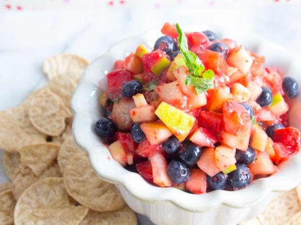 Bowl of Fruit Salsa Made With Berries, Apples and Lime Juice