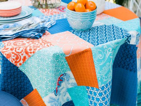 Jazz Up a Plain Tablecloth With a Colorful No-Sew Patchwork Detail