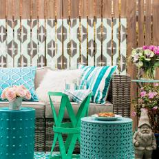 Wooden Fence With Painted Graphic Pattern