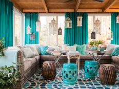 HGTV Spring House 2016: Lovely Screened Porch With Bright Drapery