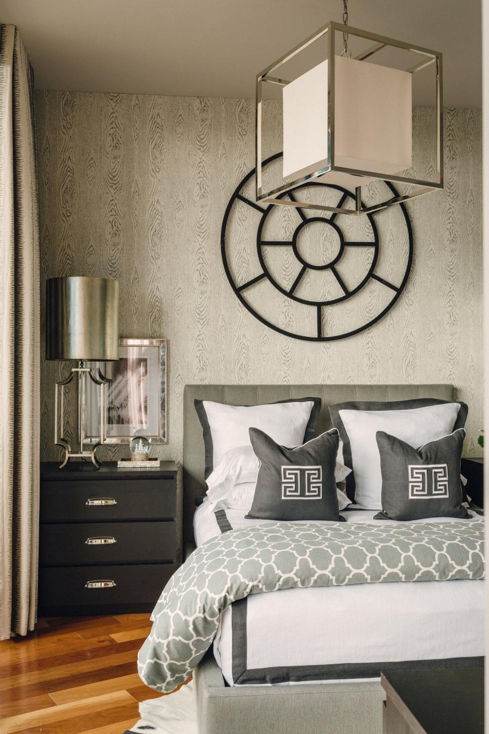 Gray Art Deco Small Bedroom With Wallpaper HGTV