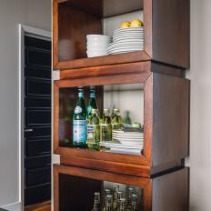 Wood Shelf With Kitchen Items