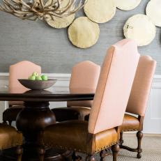 Pink and Leather Rustic Dining Chairs