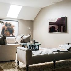 Neutral Sitting Room With Horse Art