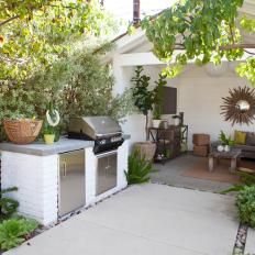 White Covered Patio With Grilling Station
