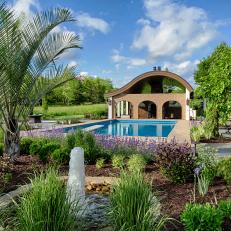 Backyard with Pool and Sunken Poolhouse