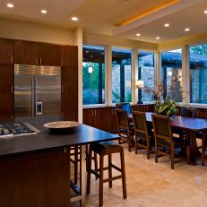 Modern, Clean-Lined Kitchen and Dining Room