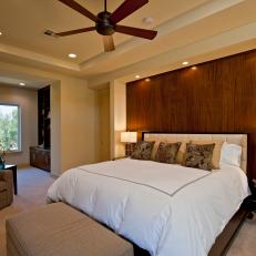 Modern Master Bedroom with Wood Accent Wall