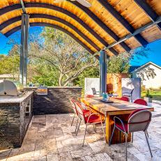 Outdoor Kitchen Under Arched Pavilion 