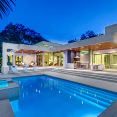 Pool view of Modern Subtropical Home and Patio Area