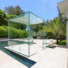 Glass Cube Front Entry and Reflecting Pool