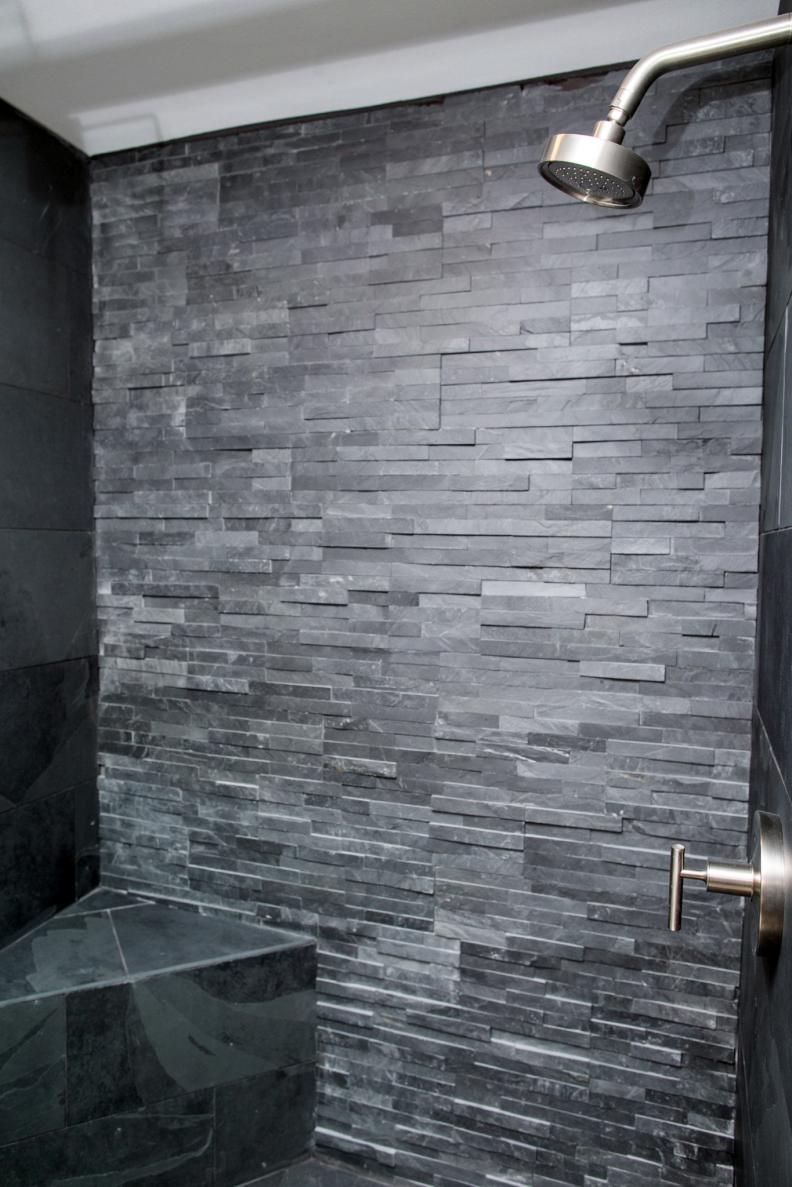 The custom shower in the master bathroom of the newly renovated Ridley home, as seen on Fixer Upper. (after)