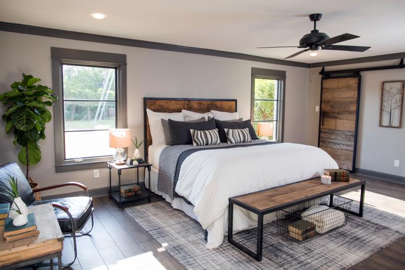 Warm Wood Accents in Neutral Master Bedroom