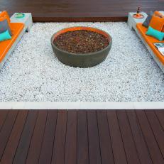 Built in Concrete Benches in Gravel and Deck