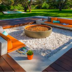 Built in Concrete Benches Around Fire Pit