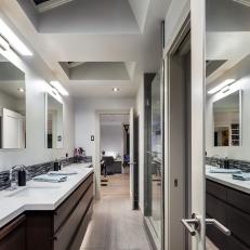 White Modern Bathroom With Skylights