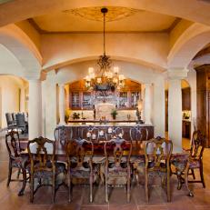 Traditional Dining Room with Wet Bar