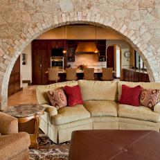 Neutral, Tuscan-Inspired Living Room