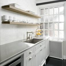 White Country Kitchen With Open Shelves